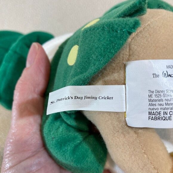 The Disney Store Bean Bag Jiminy‎ Cricket 8" Plush St Patricks Day Vintage 1999 - Picture 7 of 11
